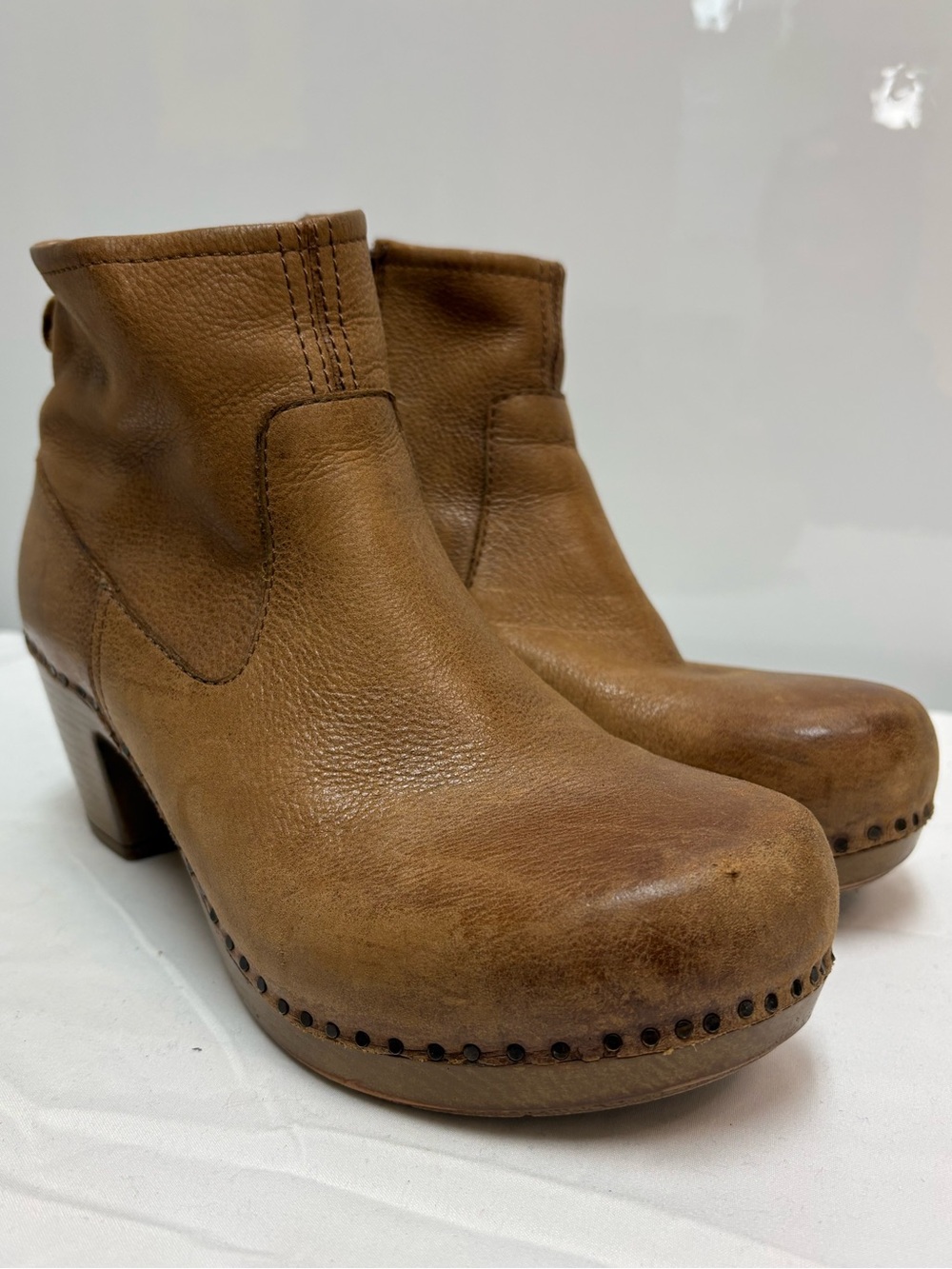 Dansko Sarah Milled Burnished Leather Clog Ankle Boots Size 38